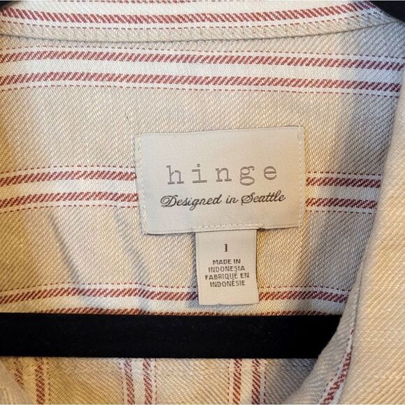Hinge Nordstrom Light Beige Striped Linen Blend Casual Jacket Size 1 - Picture 3 of 7